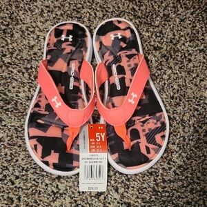 Under Armour Youth Sandals - Coral and Black